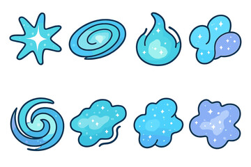 Naklejka premium Colorful collection of blue abstract shapes in different forms and designs