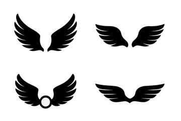 Unique designs of black wing shapes suitable for various creative projects and logos