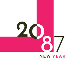 A clean and modern New Year 2087 artwork with bold black typography and a simple geometric layout. Perfect for greeting cards, banners, posters, digital content, and festive graphic projects.