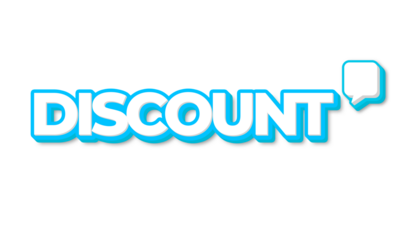 Discount text on transparent background