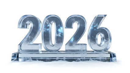Icy 2026 numbers with frosted details and glacial textures.