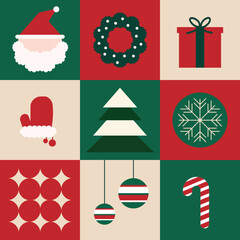 Minimalist Christmas Holiday Icons Collection