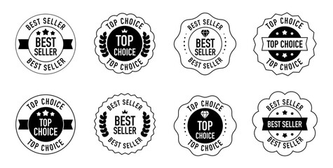 Black and white best seller and top choice badge collection
