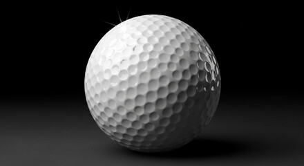 Close up of a white dimpled golf ball in dramatic black and white