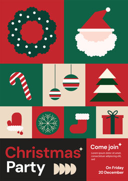 Modern Flat Design Christmas Party Poster