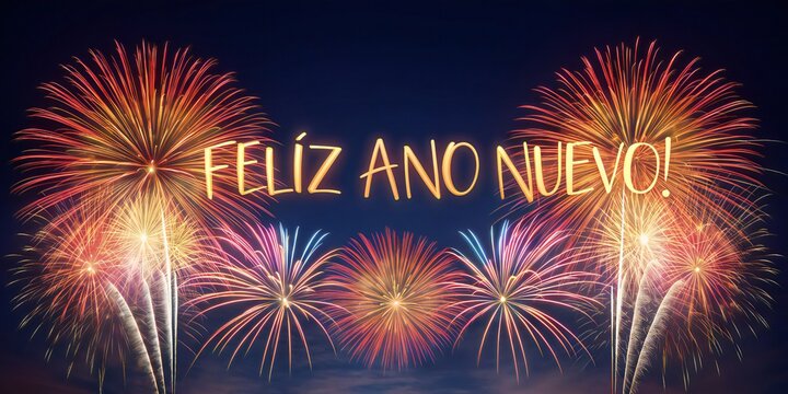 Feliz Ano Nuevo Fireworks Celebration new year holiday 2026 - Powered by Adobe