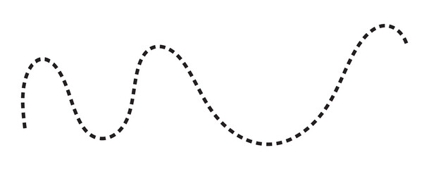 Black dotted line, isolated on transparent background