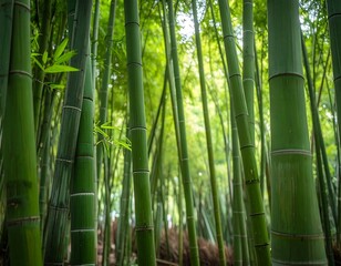 Obraz premium Lush Bamboo Forest - A Serene Green Sanctuary.