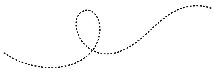 Black dotted line, isolated on transparent background
