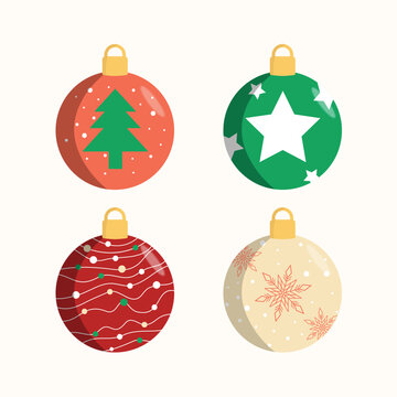 Vector Set Christmas Ball Ornaments Collection