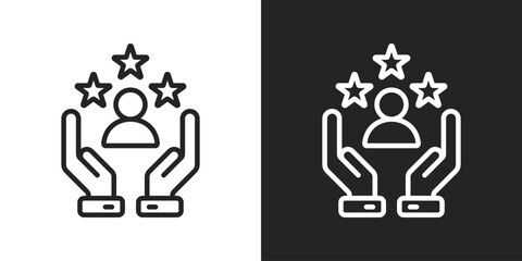 Loyal Customer Icon In Black And White Line Style