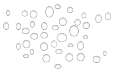 Large realistic water drops on white background for moisture overlay and design