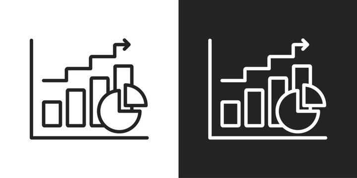 Market Share Icon In Black And White Line Style