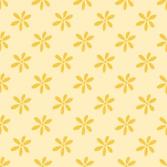 Minimalist Seamless Yellow Floral Pattern Background