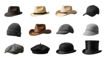Designer Hat PNG Collection – Transparent Background Graphic Assets.