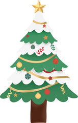 Festive Decorated Christmas Tree with Star and Ornaments.