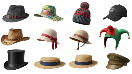 Designer Hat PNG Collection – Transparent Background Graphic Assets