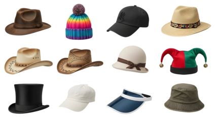 Designer Hat PNG Collection – Transparent Background Graphic Assets