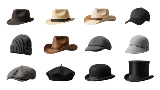 Designer Hat PNG Collection – Transparent Background Graphic Assets.