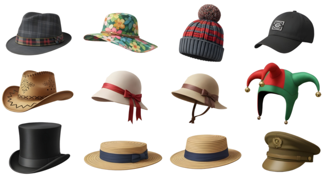 Designer Hat PNG Collection – Transparent Background Graphic Assets