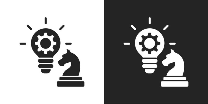 Strategy Icon In Black And White Glyph Style