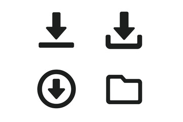 Fototapeta premium Four download icons representing various file and folder actions in simple graphic style suitable for user interfaces