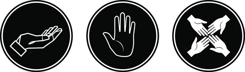 Fototapeta premium Hands Help Care and Unity Icon Set Vector