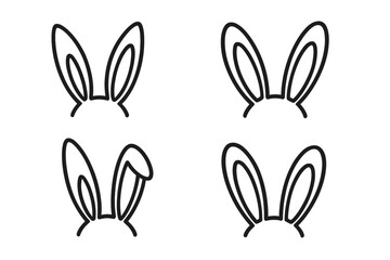 Obraz premium Various styles of bunny ears drawn in black line art, showcasing different shapes and positions suitable for creative projects