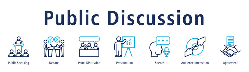 Public Discussion Web Banner Duotone Outline