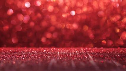 A vibrant red glitter background featuring sparkling bokeh lights, creating a festive, luxurious, and celebratory ambiance perfect for various designs.