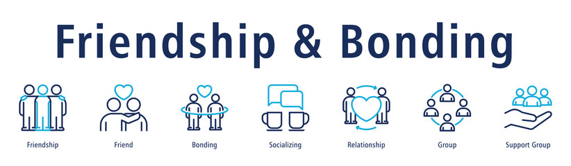 Friendship & Bonding Web Banner Duotone Outline