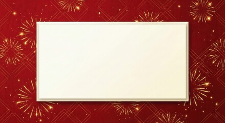 Festive Blank Frame with Golden Fireworks