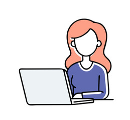 Woman working on laptop for remote online job