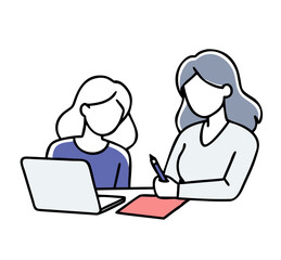 Women collaborating and learning during office meeting