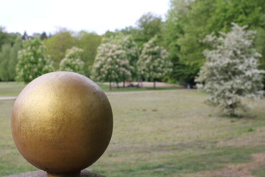 Gold Sphere in Park