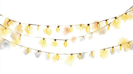 Watercolor illustration of Christmas lights, clip art
