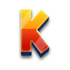 3D Letter K with Gradient Colors.