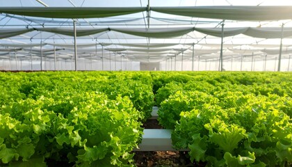 Lush Lettuce Cultivation in a Modern Greenhouse Environment.