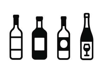 Various wine bottles displayed in a simple, clean design with unique shapes and labels