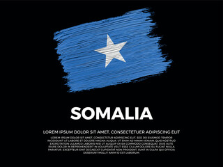 Flag of Somalia. Somali and African Culture. Vibrant, textured brushstroke effect style. Black background with copy space. Dramatic composition in negative space.