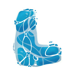 Abstract Blue Liquid Letter L Shape.
