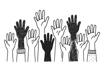 Obraz premium Community members raise hands in support during a local event promoting unity and social change