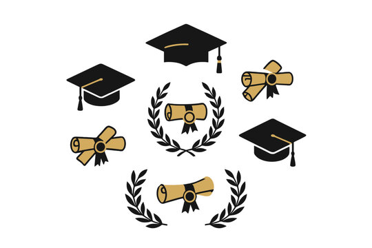 Celebrating academic achievement with graduation caps and diplomas in a festive arrangement