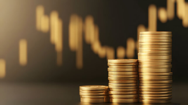 Gold Coins and Financial Charts