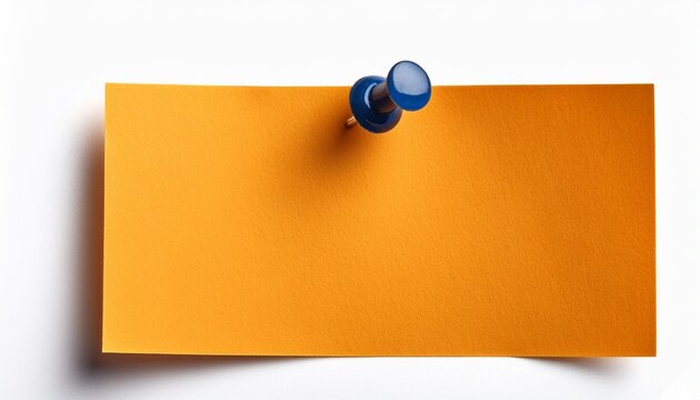 blank note paper with pin isolated on white background