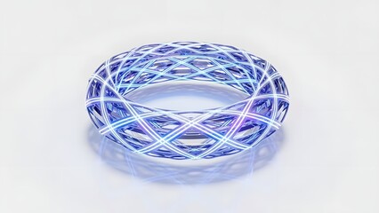 Abstract Torus Knot Shape Geometric Structure Glowing Neon Light Futuristic Technology Background