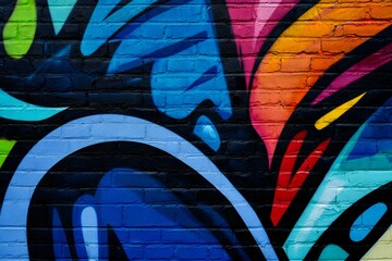 Vibrant Abstract Graffiti on Brick Wall Background