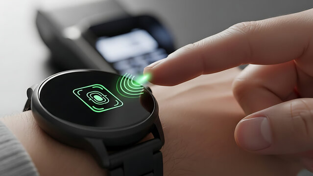 Fingerprint authentication on a smartwatch for contactless payment authorization
