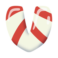Candy Cane Shape Isolated On White Background.