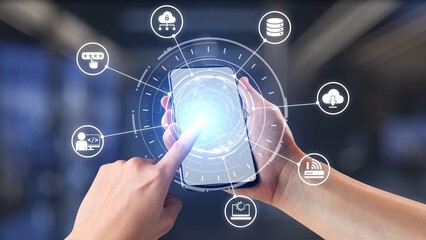Obraz premium Cloud computing, cloud strategy, and cloud technology transforming digital infrastructure with scalable services, secure data storage, and cloud-based digital business solutions. Spire